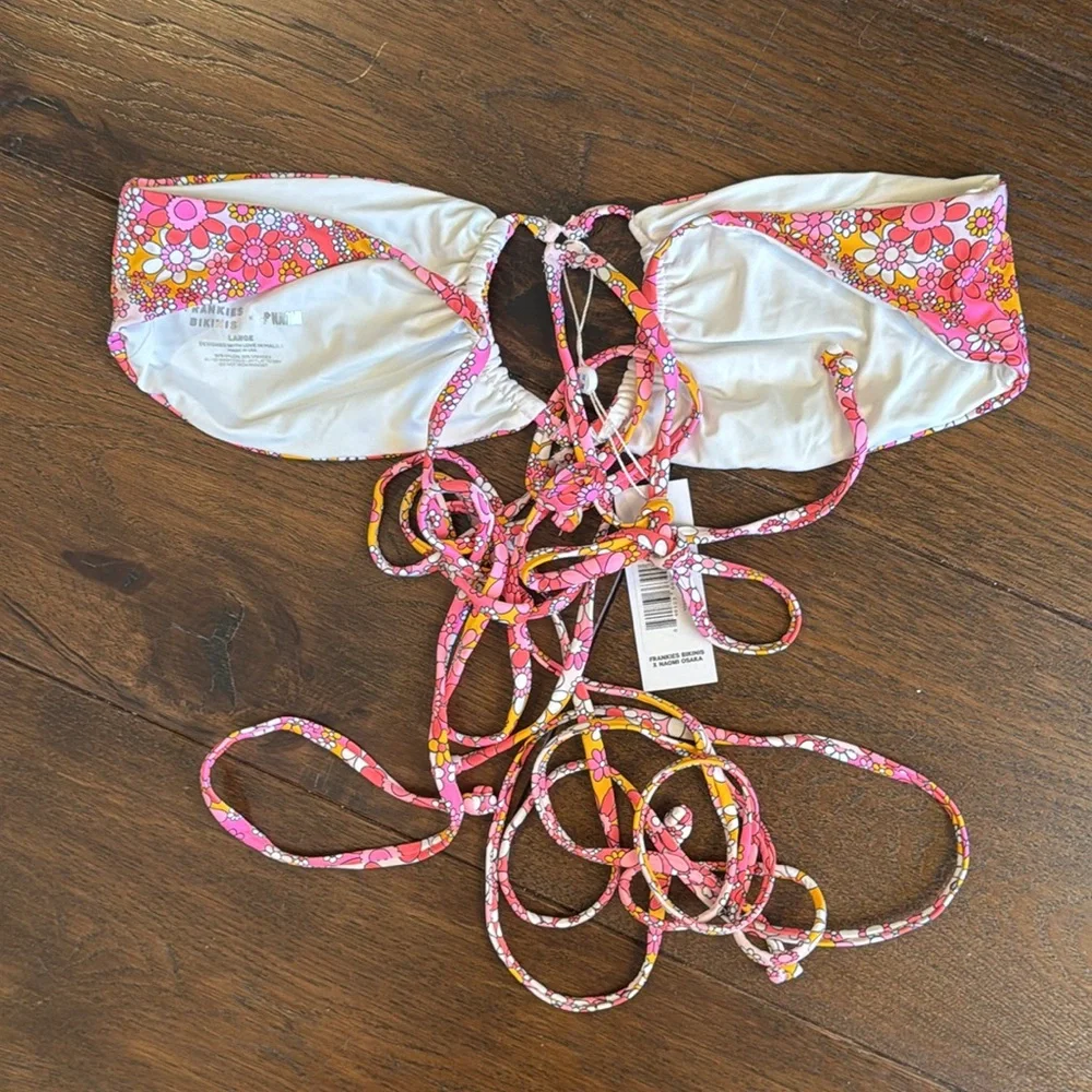 Frankie’s Bikinis - NWT - Malibu Floral Halter String Bikini Top - Size: Large